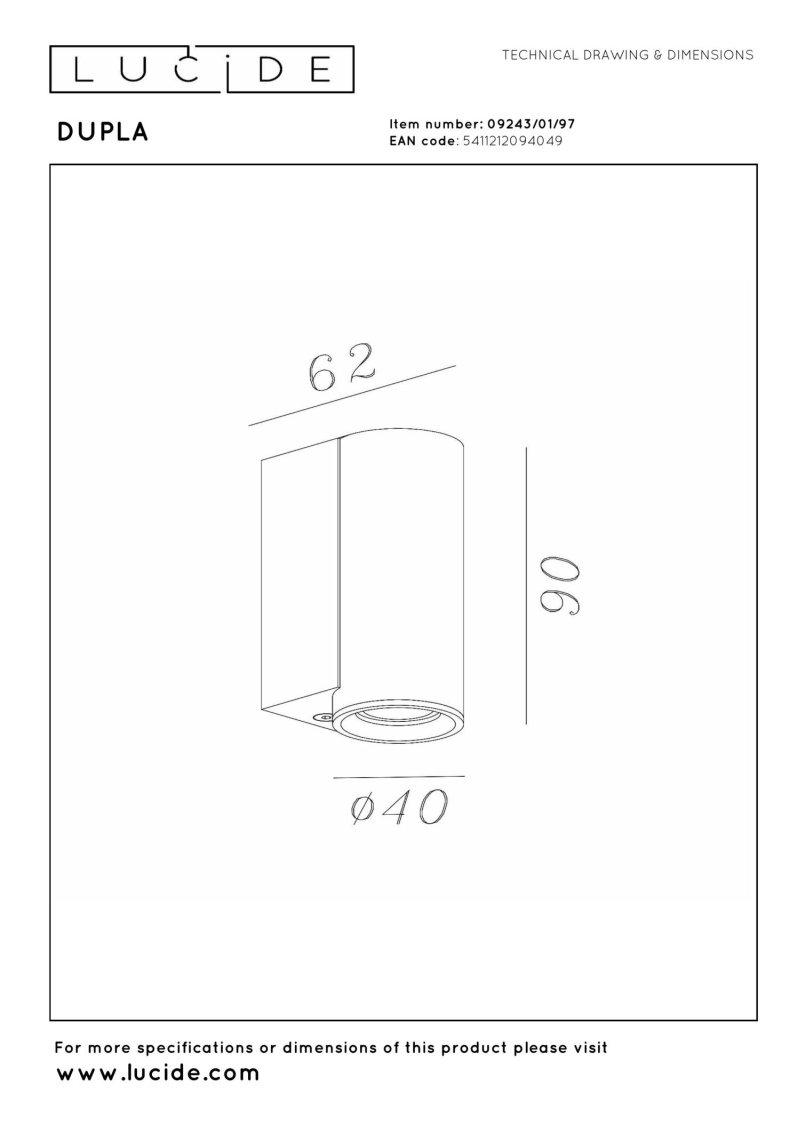 Lucide DUPLA - Wall spotlight / Wall light - 1xGU10 (MR11) - Rust Brown